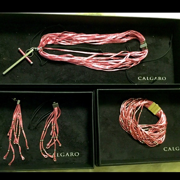 Calgaro Jewelry - Calgaro necklace, bracelet earrings pink silver